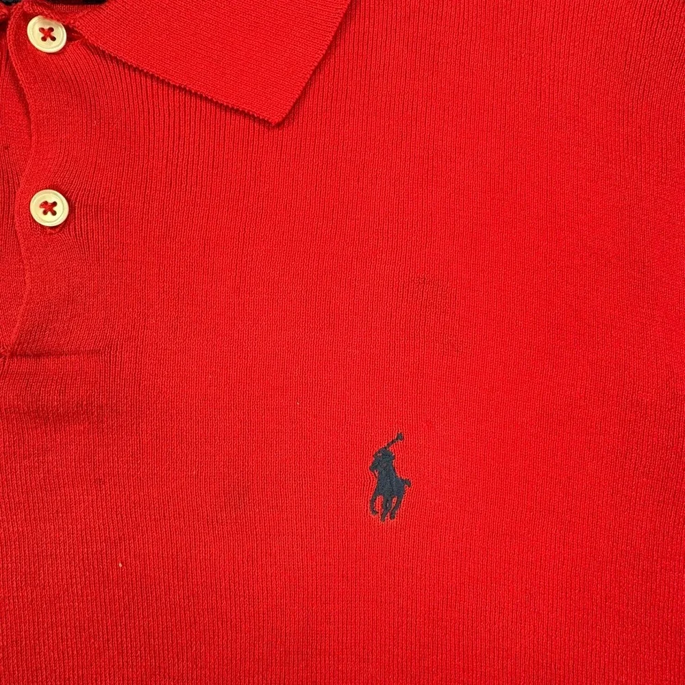 Vintage Polo Ralph Lauren Long Sleeve Polo Shirt‎ Mens M Red Pima Cotton 90s
